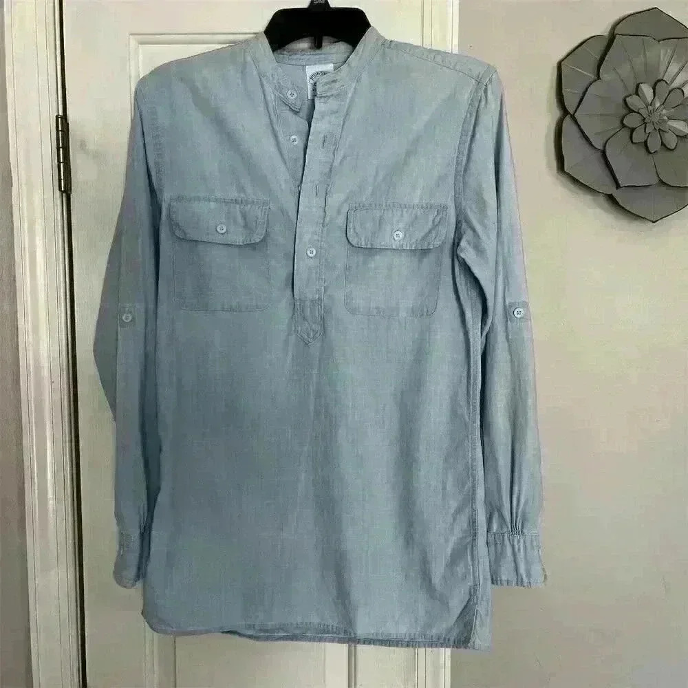 Brooks Brothers Women’s XS Blue Chambray Popover Shirt Long Sleeve Casual